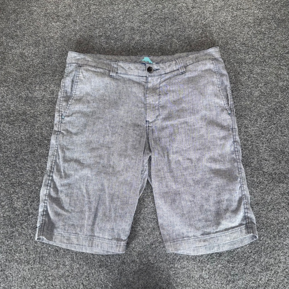 Tommy Bahama Mens‎ Shorts 35 Blue Linen Blend Casual Summer Flat Front Beach